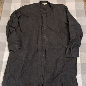 Eileen Fisher Tunic Women's Large Washed Organic Linen Delave Black